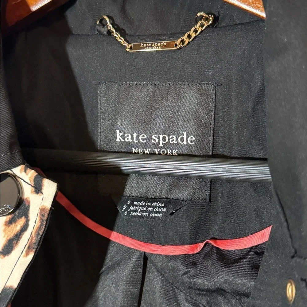 Kate Spade water resistant leopard print a-line raincoat